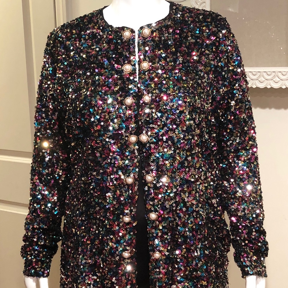 Plus Size Sequin Jacket